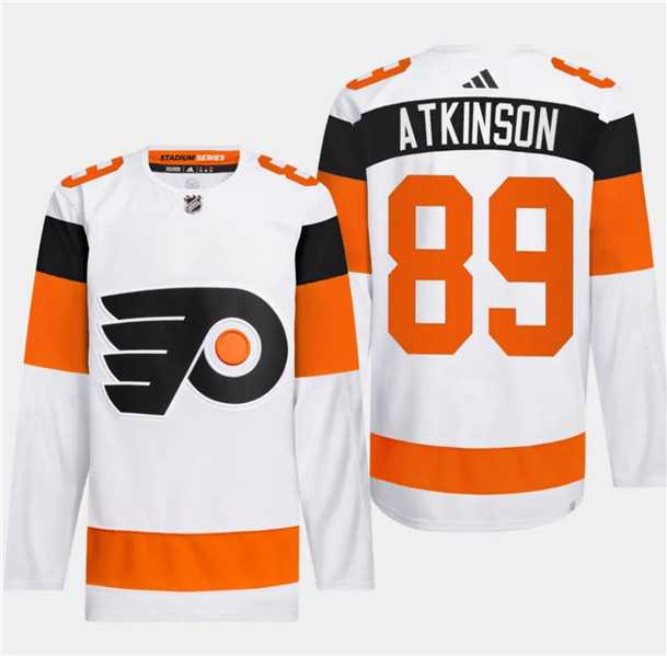 Mens Philadelphia Flyers #89 Cam Atkinson White 2024 Stadium Series Stitched Jersey Dzhi